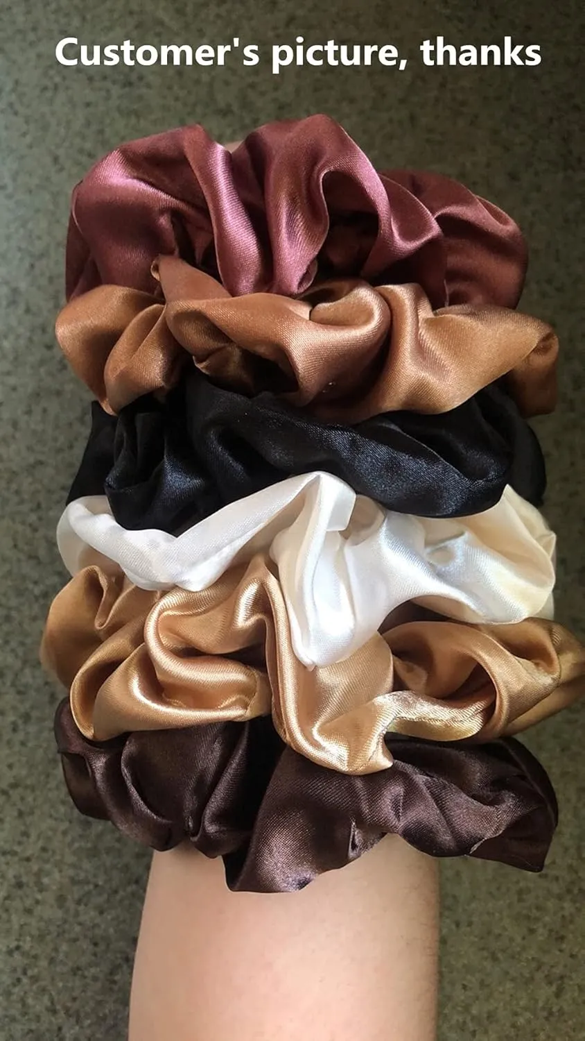 12 Pcs Satin Silk Scrunchies - Soft Hair Ties, Fashion Hair Bands, Hair Bow Ropes, Elastic Bracelet Ponytail Holders for Women and Girls (4.5 Inch, Classic Color Pair)