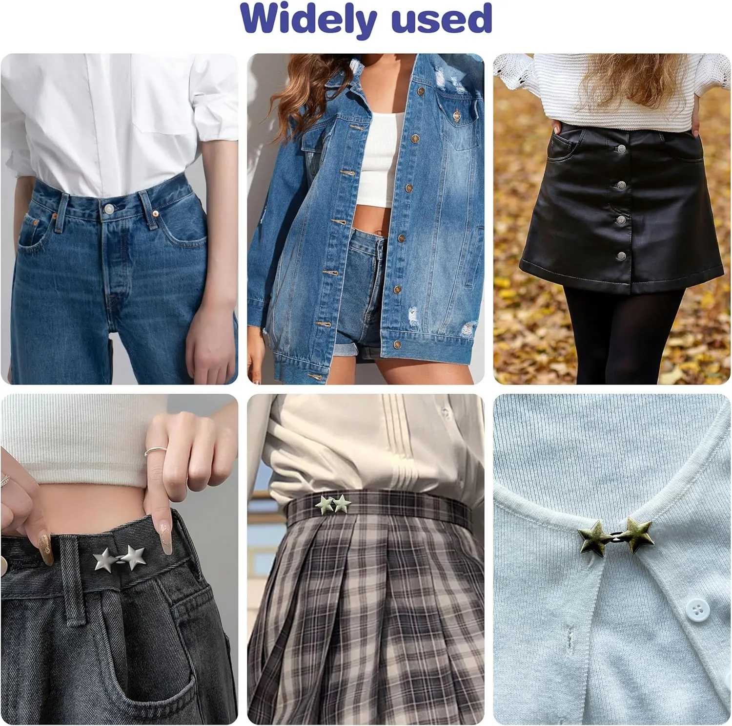 12 Sets Buttons Pins for Loose Jeans,Pant Waist Tightener for Women,No Sew Jeans Button Replacement,Waist Cincher Clip for Jeans to Make Smaller,Reusable and Adjustable Pants Button