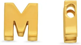 14k Yellow Gold Mini Sliding Block Initial Charm Uppercase Letter Slide Through Pendant
