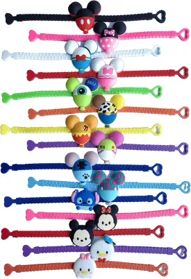 15pcs Cartoon Characters Rubber Bracelets Wristband Bracelets for Birthday Party Supplies Favors Prize Rewards
