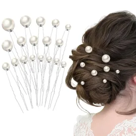 18Pcs Pearl and Rhinestone Hair Accessories for Wedding, Bridal Styling - U Shaped Bobby Pins, Hair Pins for Bride and Girls (Silver)