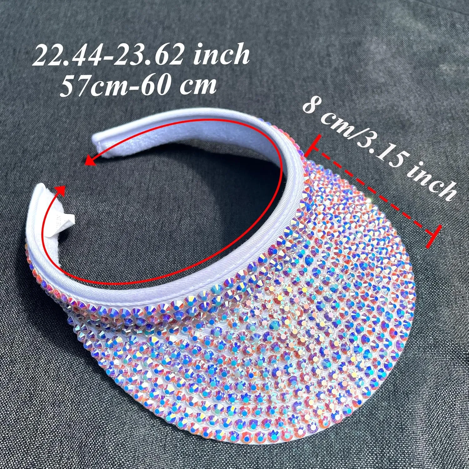 2 Pack Sparkly Rhinestone Clip on Visor Hats Women Men Sun Visors Hat Crystal Studded Shiny Sports Golf Beach Tennis Caps