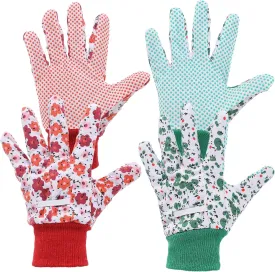 2 Pairs Garden Gloves for Women, Soft Non-Slip Floral Gardening Work Gloves for Yard Cleaning, Gardening, Weeding