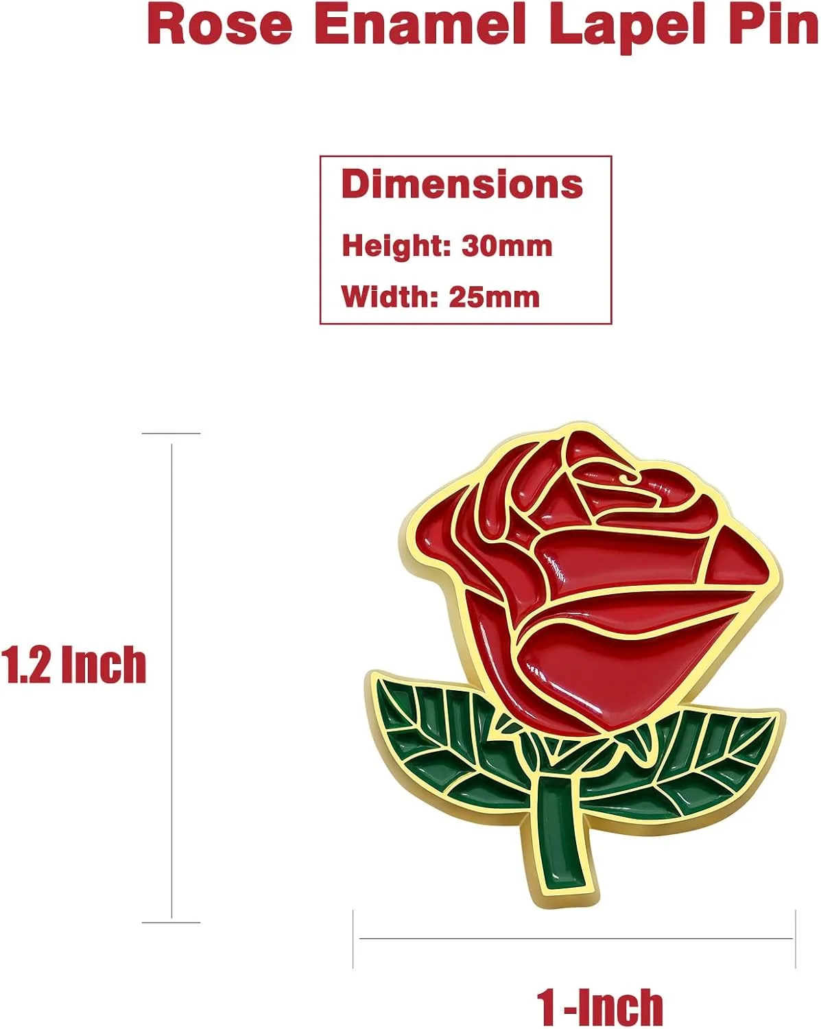 2/12/50/100Pcs Red Rose Flower Enamel Lapel Pin 1.2 -Brooch Badge For Men Women Clothes Bags Hats
