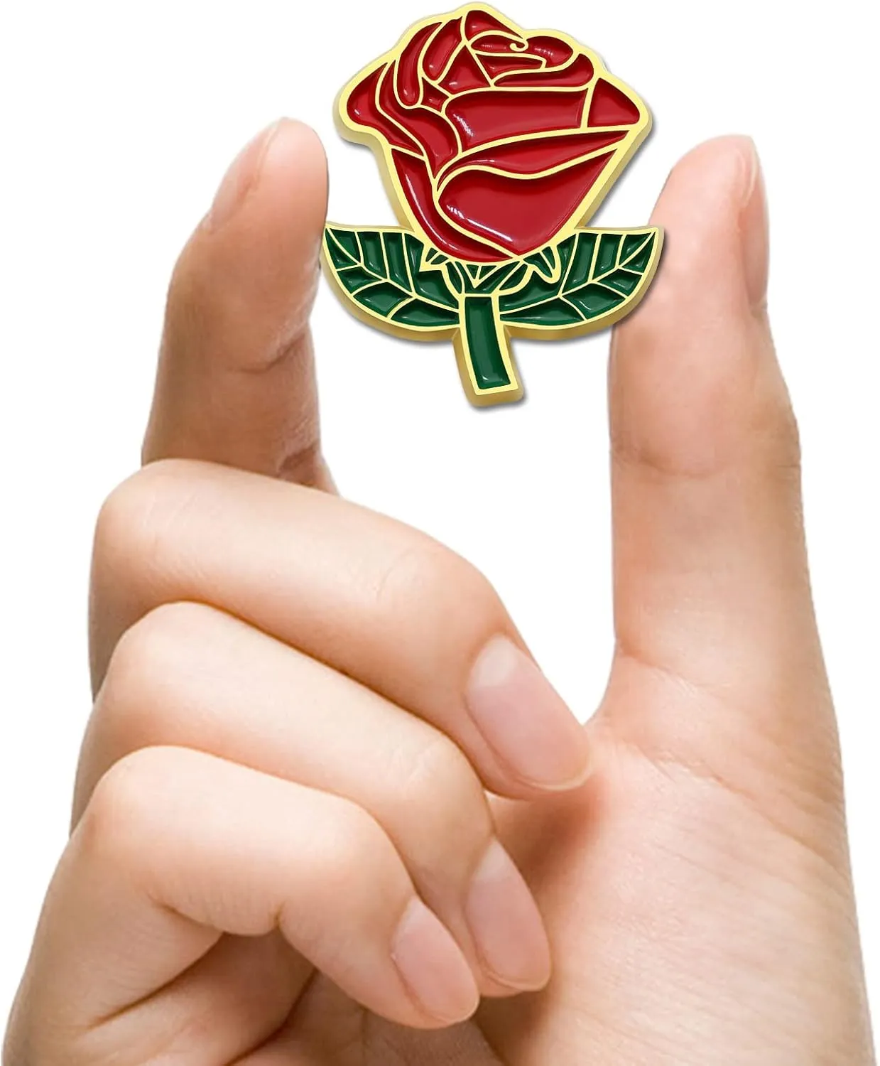 2/12/50/100Pcs Red Rose Flower Enamel Lapel Pin 1.2 -Brooch Badge For Men Women Clothes Bags Hats