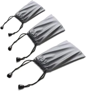 3 PCS Waterproof Carrying Storage Pouch Case Bags Drawstring Pocket Bags for Phones Power Bank Data Cable MP3 MP4 Accessories Bracelets Necklaces Rings Jewelry, etc, Gray