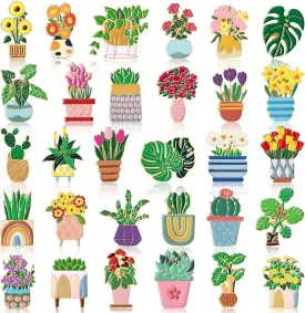 30 Pcs Cute Flowers Plant Enamel Pins Bulk Spring Cartoon Animal Floral Enamel Lapel Brooch Pins Gift Set for Backpack