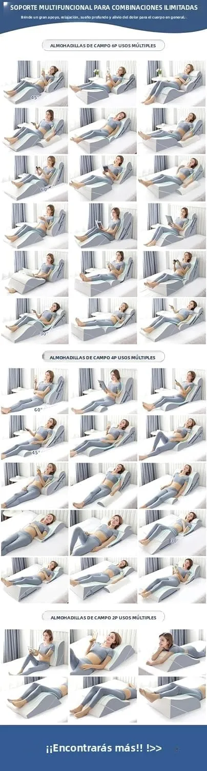4PCS Orthopedic Bed Wedge Pillow Set with Full Memory Foam Waist Pillow, Wedge Pillow for Back Pain Relief, Adjustable Bed Wedge Pillow for Sleeping, Post Surgery, Leg Elevation, Acid Reflux & GERD