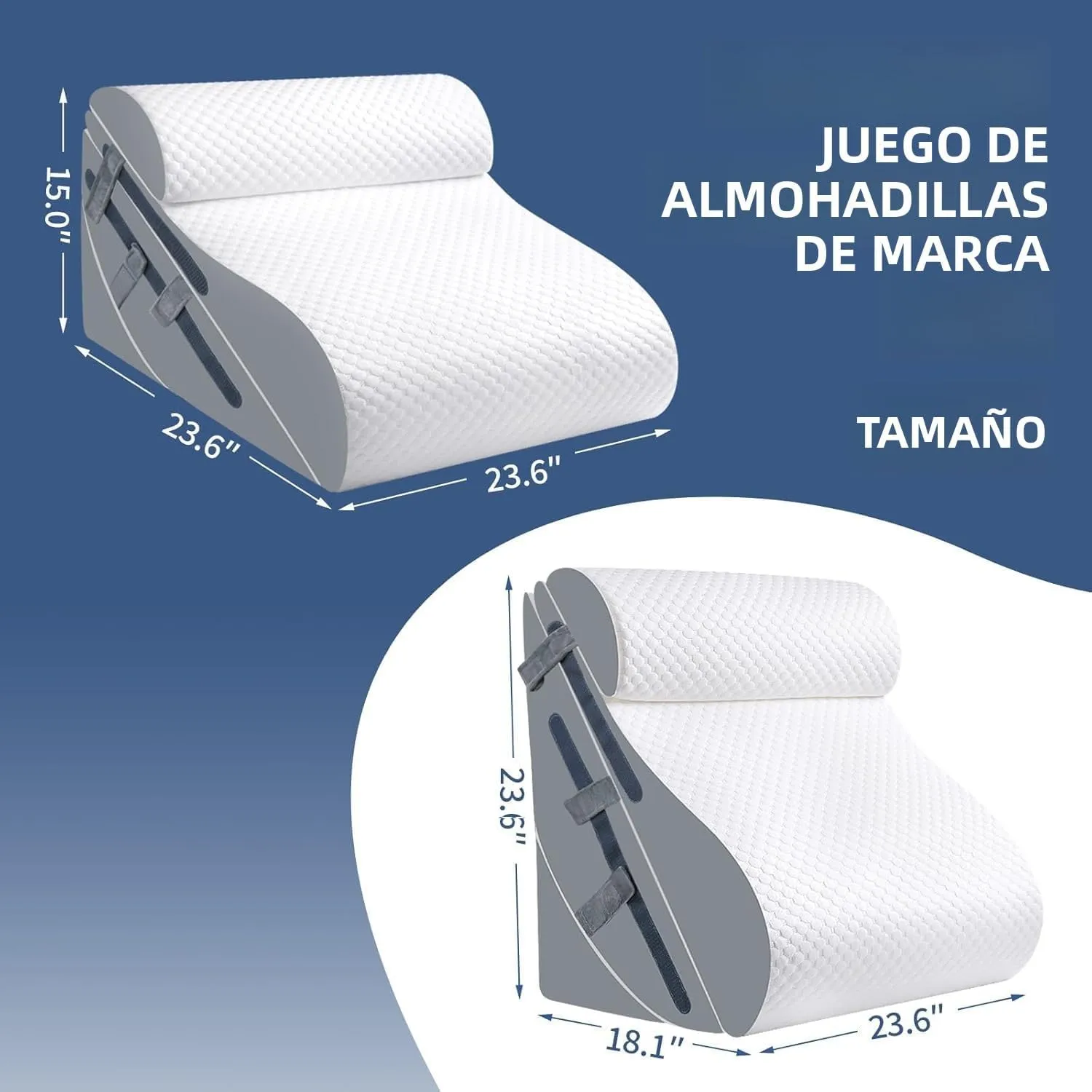 4PCS Orthopedic Bed Wedge Pillow Set with Full Memory Foam Waist Pillow, Wedge Pillow for Back Pain Relief, Adjustable Bed Wedge Pillow for Sleeping, Post Surgery, Leg Elevation, Acid Reflux & GERD