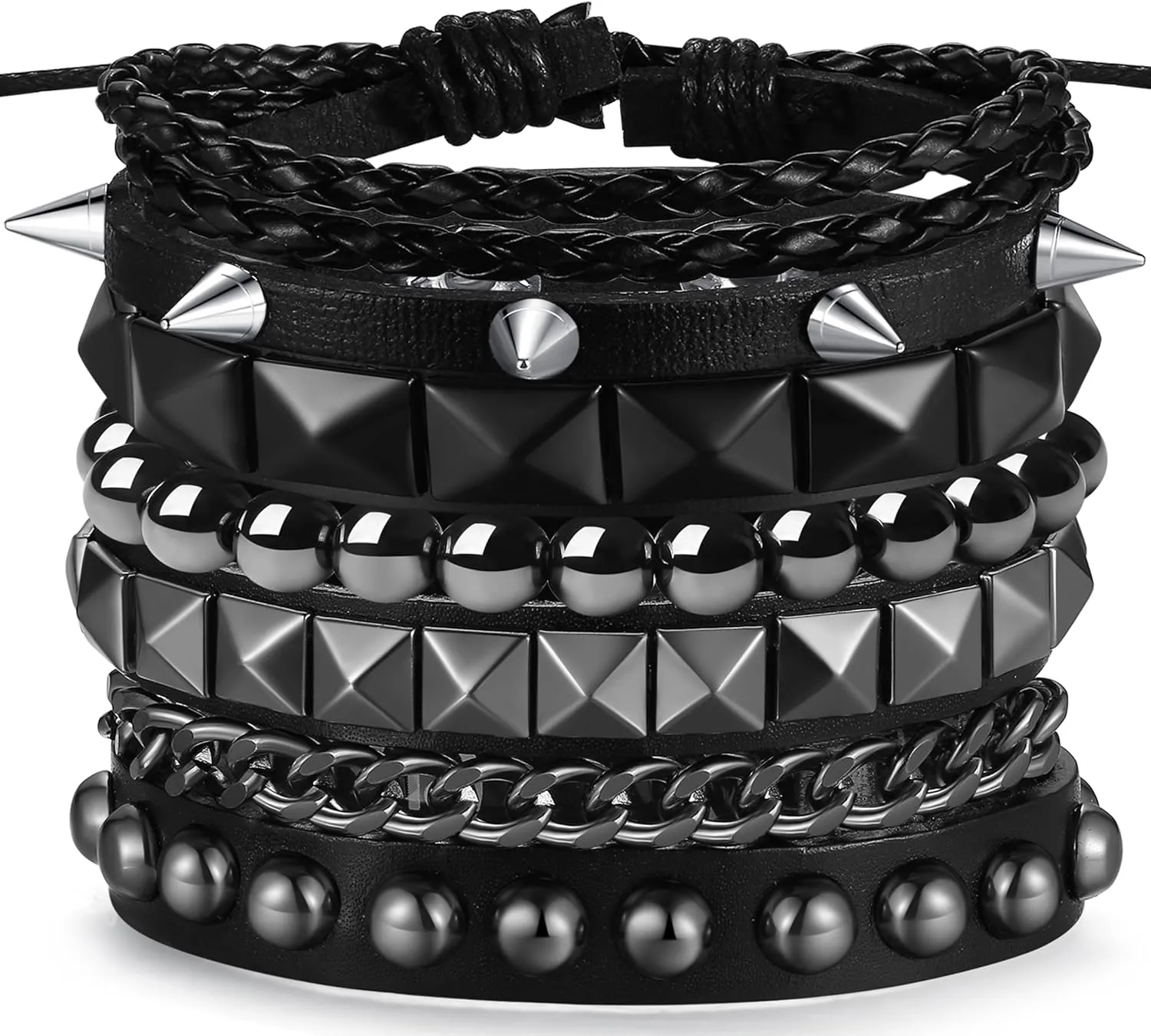 4Pcs Studded Bracelet for Men Women Spike Punk Bracelets Cuff Bracelet Grunge Bracelet Adjustable Emo Punk Rock Leather Goth Punk Accessories