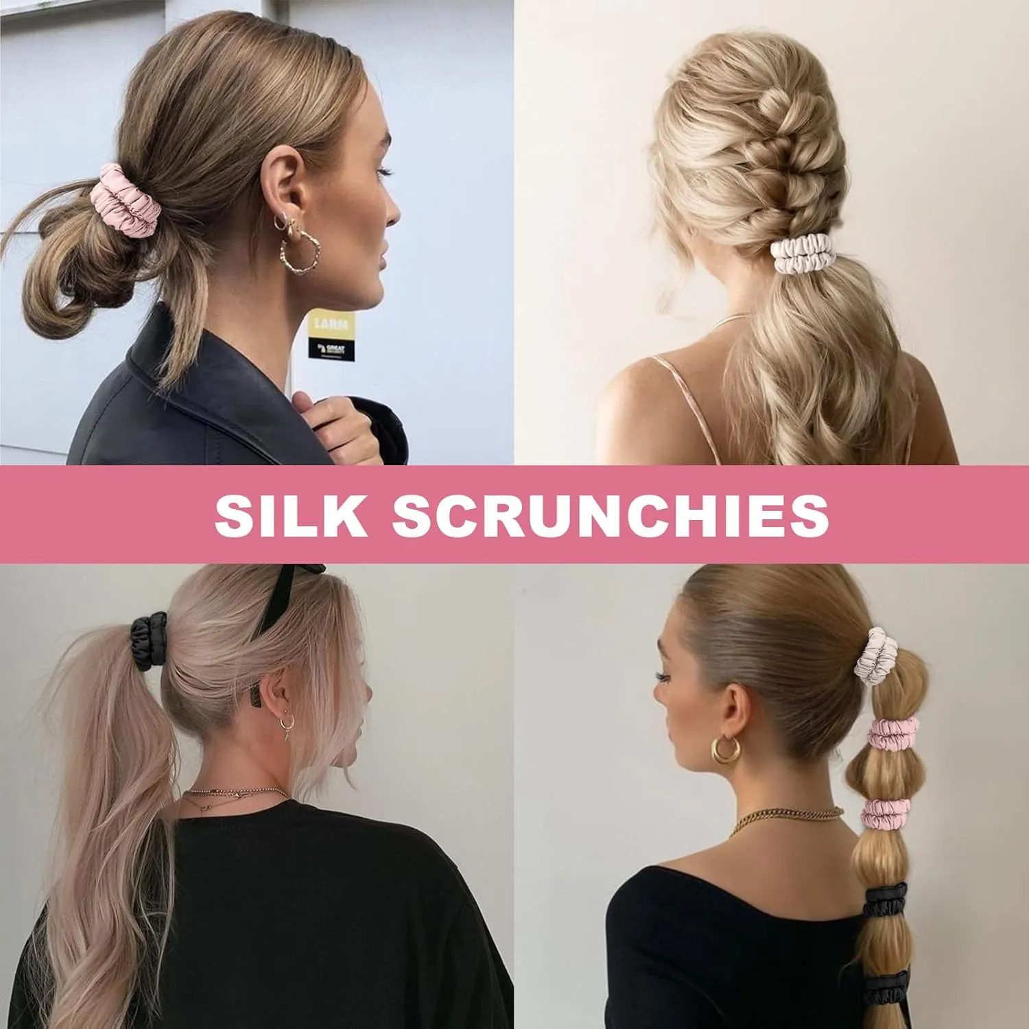 6Pcs Silk Hair Ties Small 22 Momme 100% Pure Mulberry Silk Scrunchies for Women Girls Thin Skinny Hair Sleep Scrunchies No Damage(Color 05)