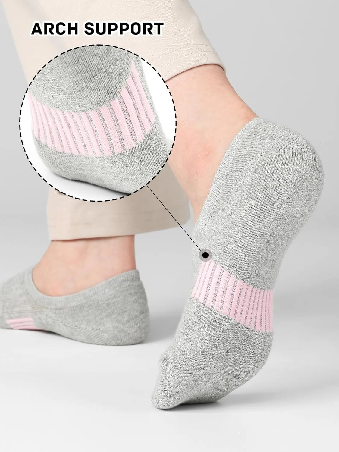 8 Pairs No Show Socks Womens Cushioned Low Cut Ankle Invisible Socks Non Slip Athletic Casual Socks