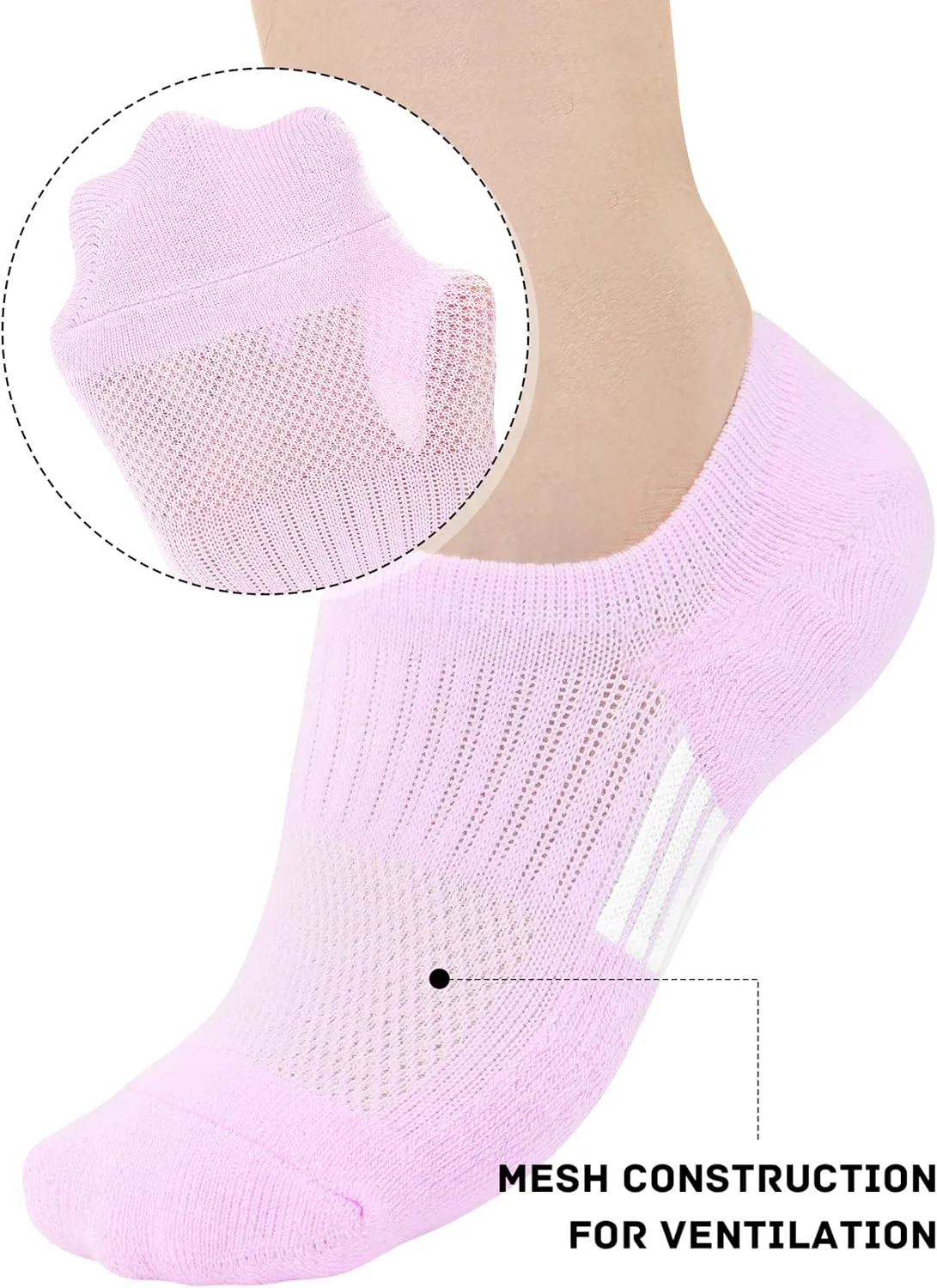 8 Pairs No Show Socks Womens Cushioned Low Cut Ankle Invisible Socks Non Slip Athletic Casual Socks