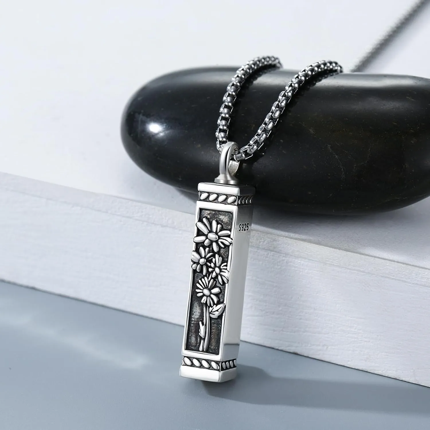 925 Sterling Silver Cremation Jewelry Urn Pendant Necklace for Ashes with Stainless Steel Chain