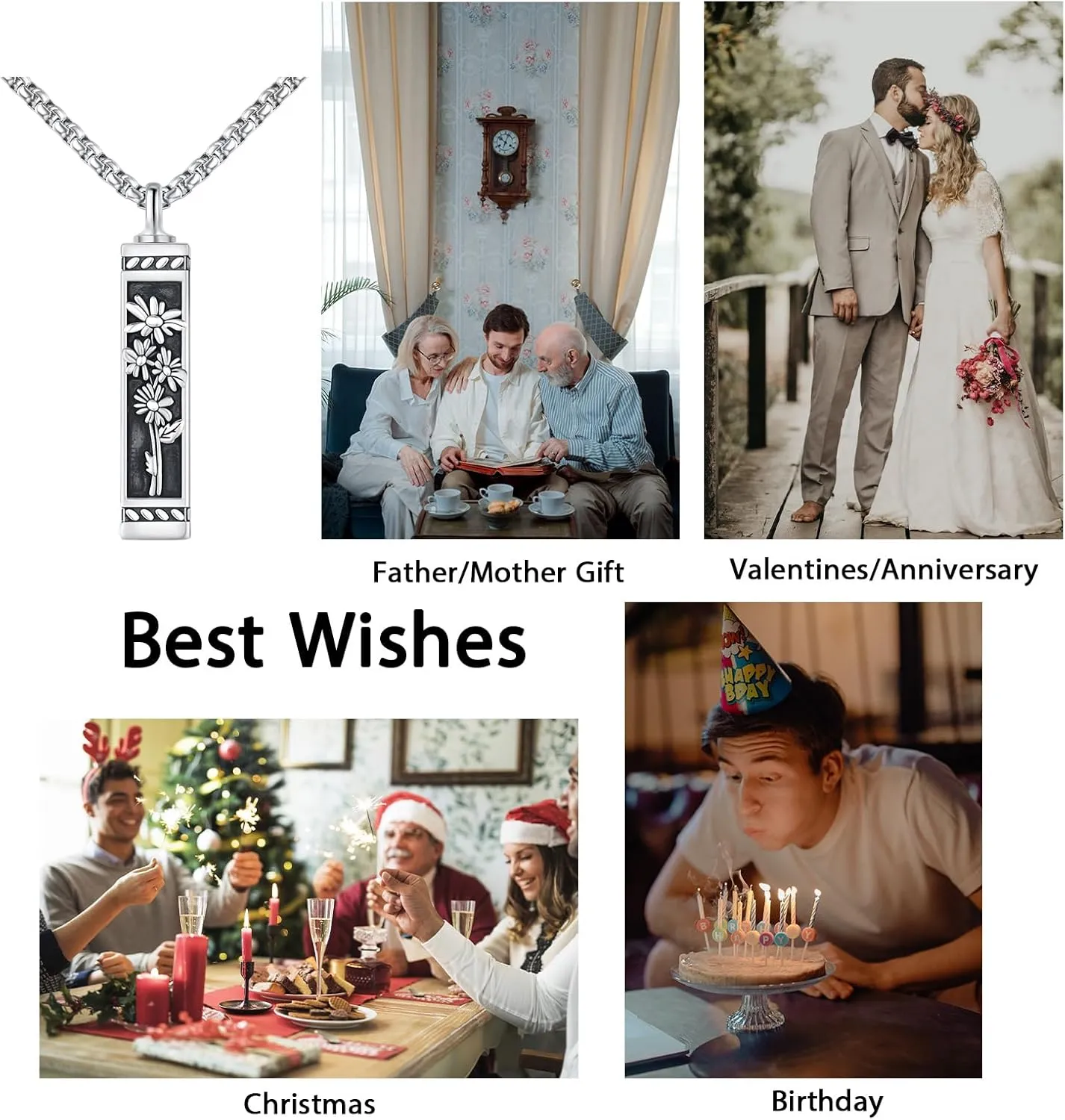 925 Sterling Silver Cremation Jewelry Urn Pendant Necklace for Ashes with Stainless Steel Chain