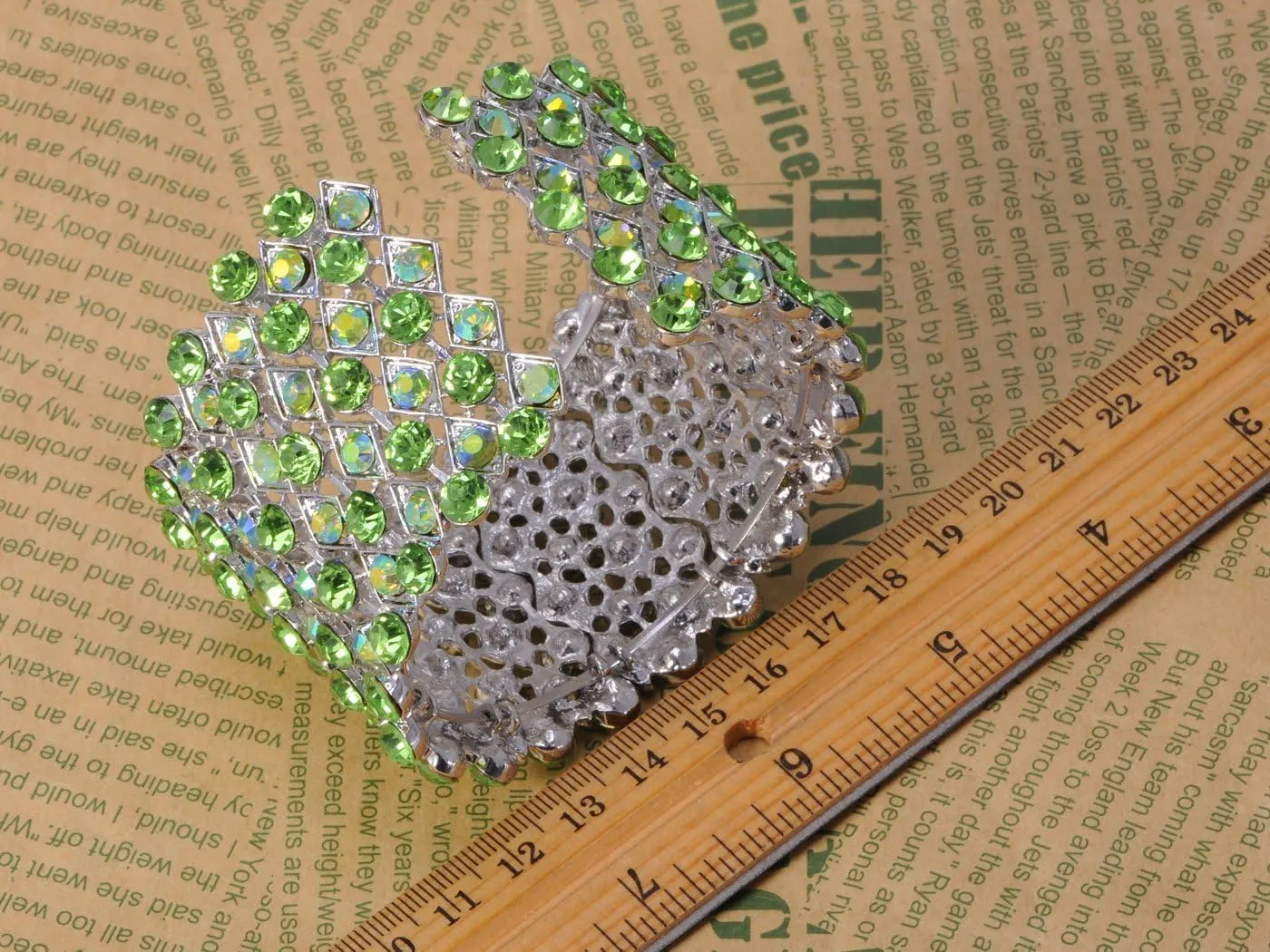 Alilang Wedding Prom Aurora Borealis Color Crystal Rhinestone Stretch Wide Open Cuff Bangle Bracelet