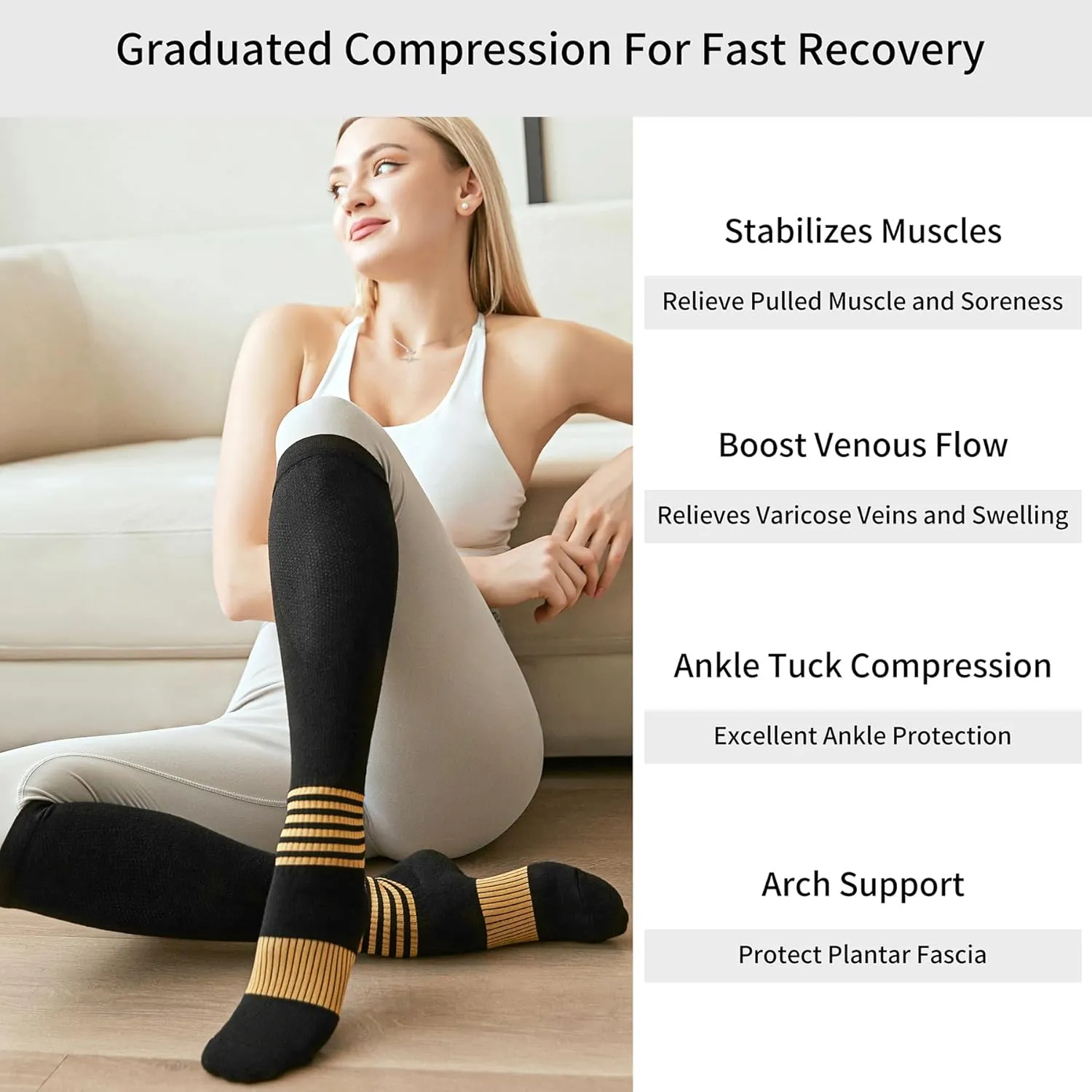 Bamboo Viscose Compression Socks for Women and Men(2/3/4 Pairs) - Knee High Support for Circulation, 15-20 mmHg
