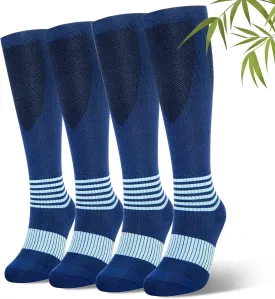 Bamboo Viscose Compression Socks for Women and Men(2/3/4 Pairs) - Knee High Support for Circulation, 15-20 mmHg