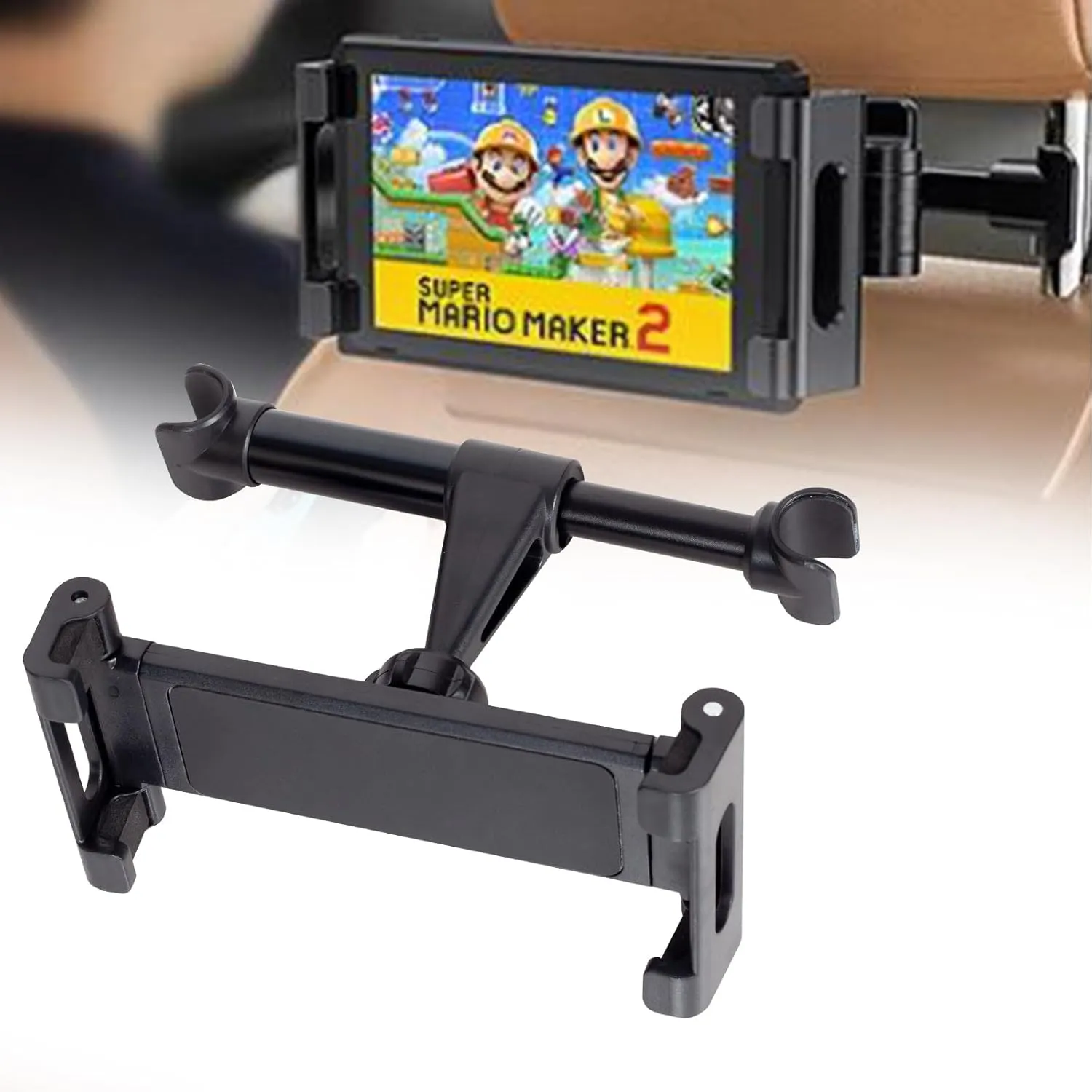 Barelove Headrest Phone Holder Tablet Car Mount, Adjustable 360 Rotating Universal Back Seat Tablet Stand for 5.6-10.5" Devices, Compatible with iPad, Cell iPhone, Samsung Galaxy, Kindle (Black)
