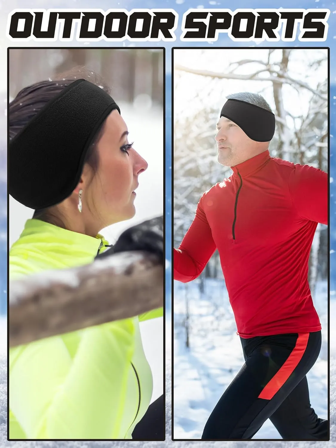 BBTO 3 Pcs Ear Warmer Fleece Headbands Ear Muffs Winter Running Gear for Women Men Adult