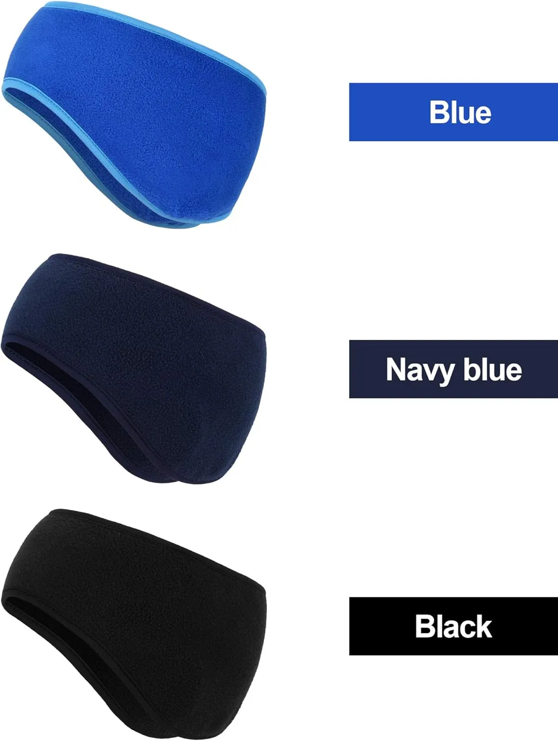 BBTO 3 Pcs Ear Warmer Fleece Headbands Ear Muffs Winter Running Gear for Women Men Adult