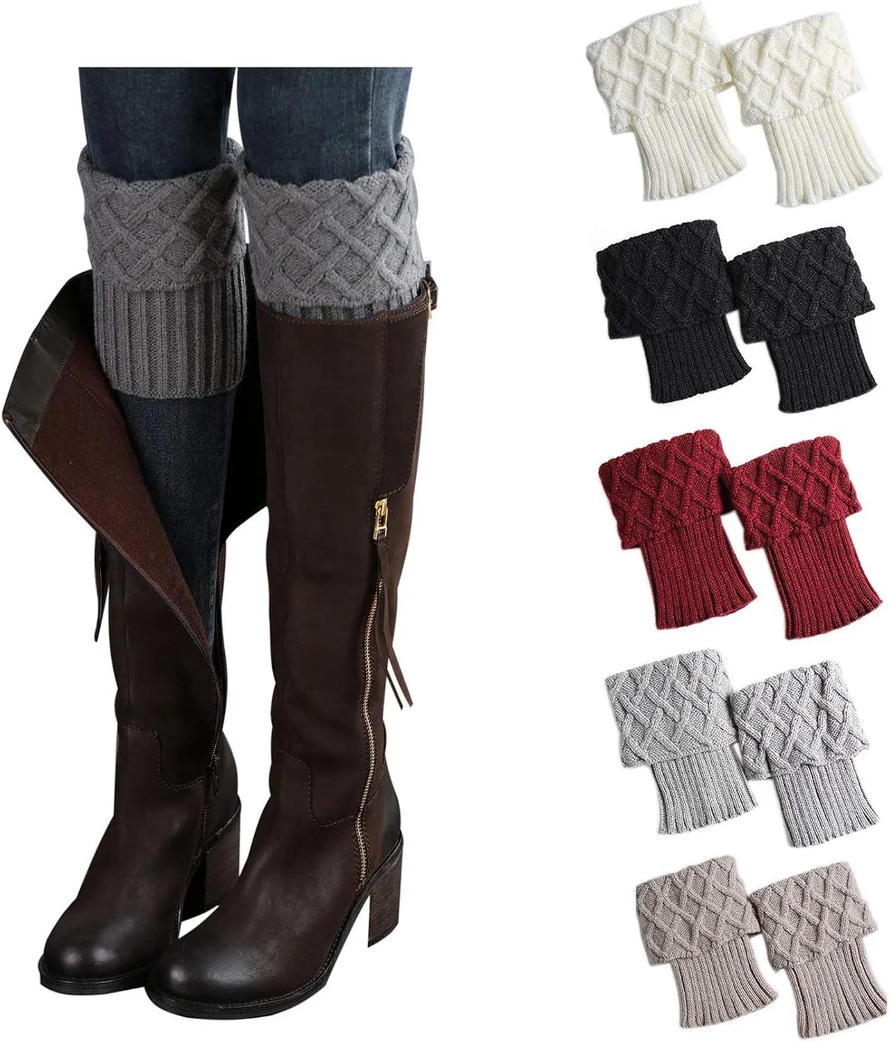 Bestjybt Womens Short Boots Socks Crochet Knitted Boot Cuffs Leg Warmers Socks