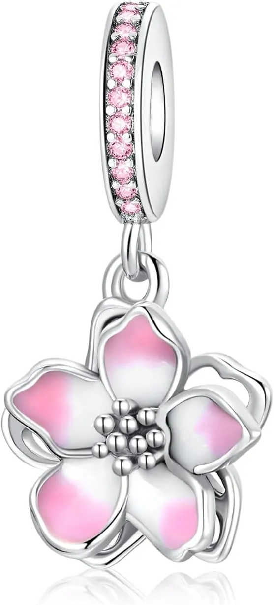 Birthday Fashion Love Heart Dangle Charm 925 Sterling Silver Charms fits Bracelets and Necklace Pendant Bead Charms Jewelry Present for Women Family Friends
