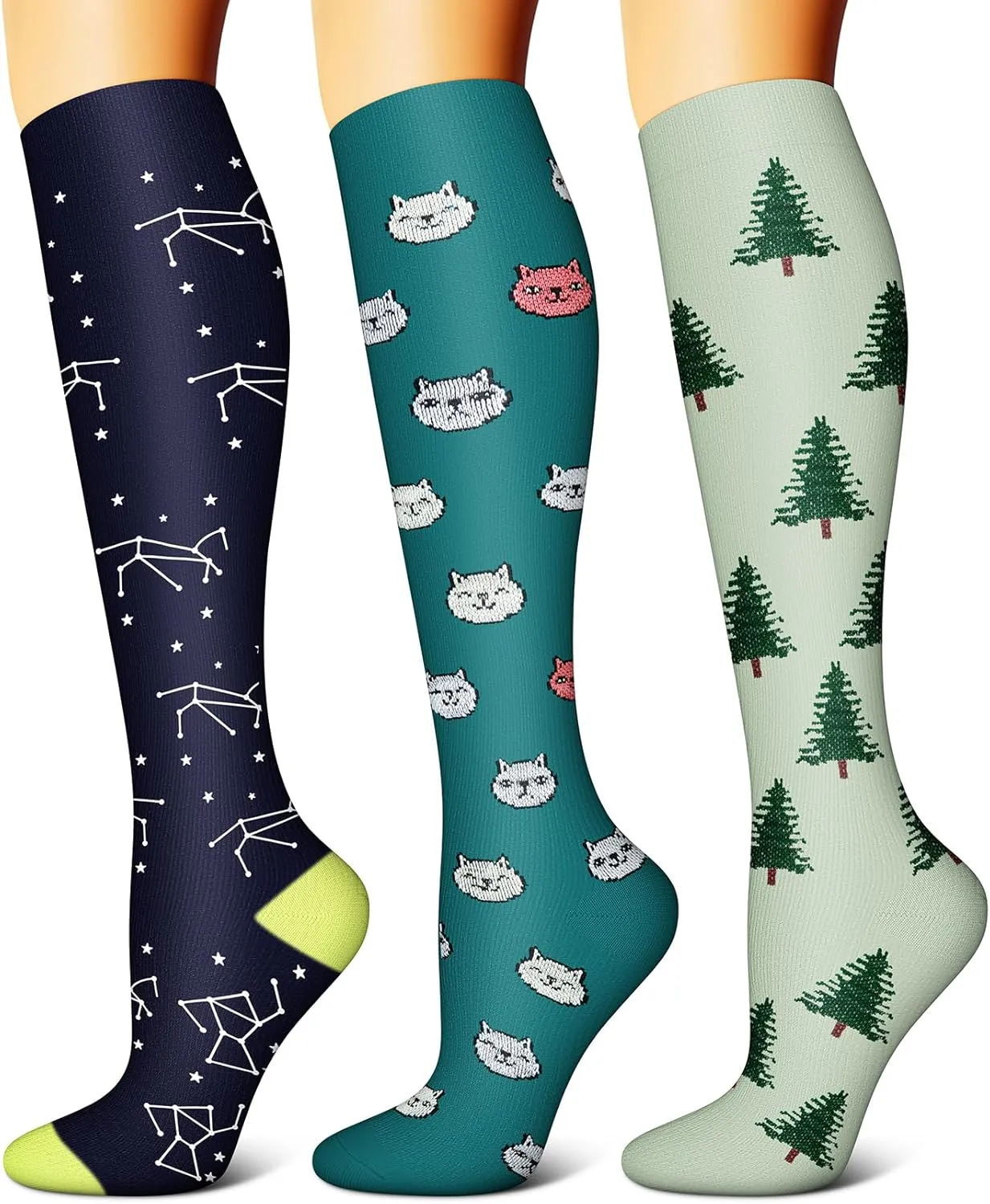 Blisset Compression Socks for Women & Men Circulation (3 Pairs) 15-20 mmHg is Best Support for Athletic Running Cycling