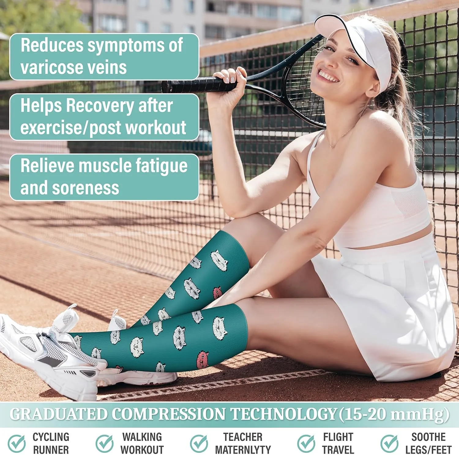 Blisset Compression Socks for Women & Men Circulation (3 Pairs) 15-20 mmHg is Best Support for Athletic Running Cycling