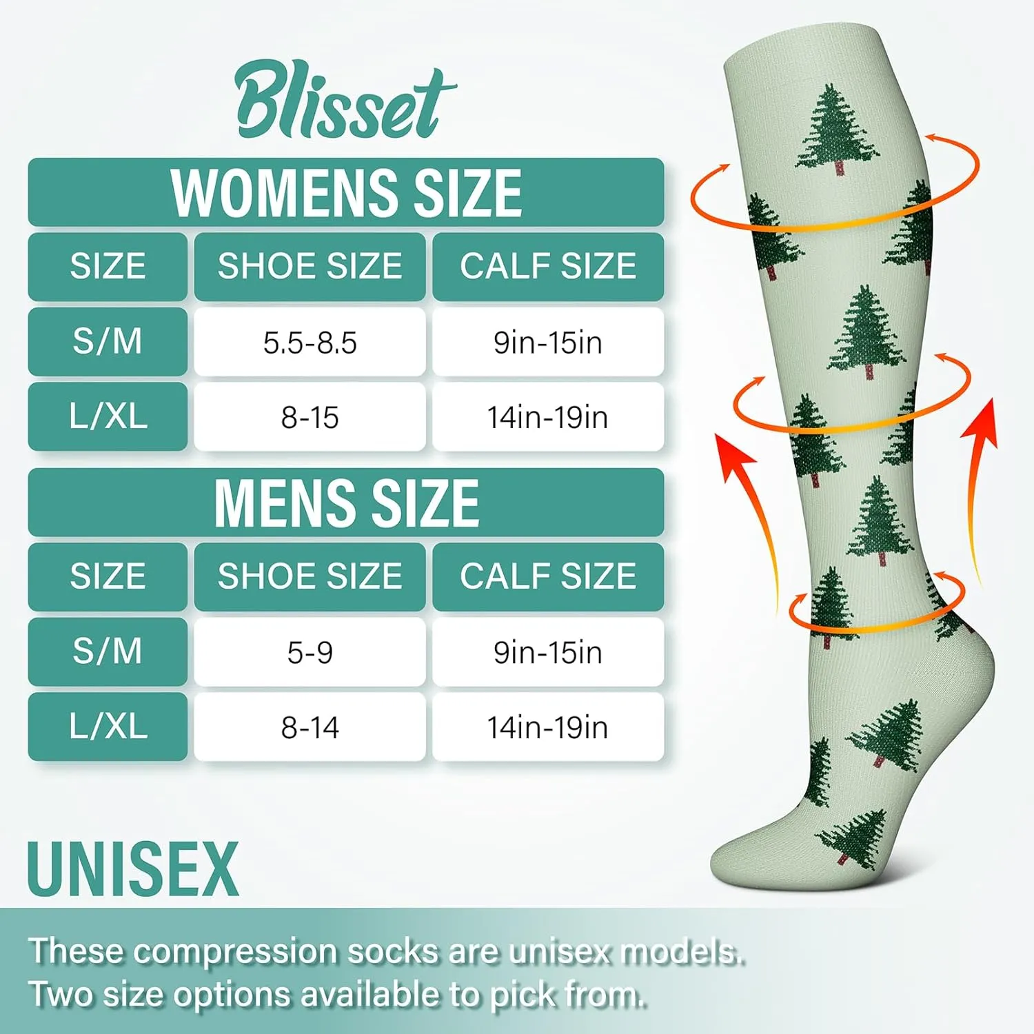 Blisset Compression Socks for Women & Men Circulation (3 Pairs) 15-20 mmHg is Best Support for Athletic Running Cycling