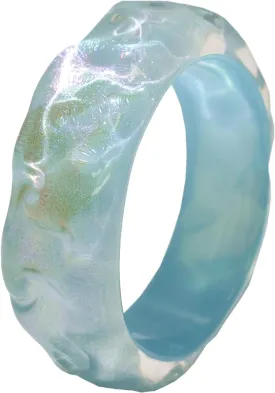 Boho Colorful Shimmer Acrylic Resin Bangle Bracelet Transparent Plastic Wristbands Wide Irregular Geometric Cuff Bangle Bracelet for Women Jewelry
