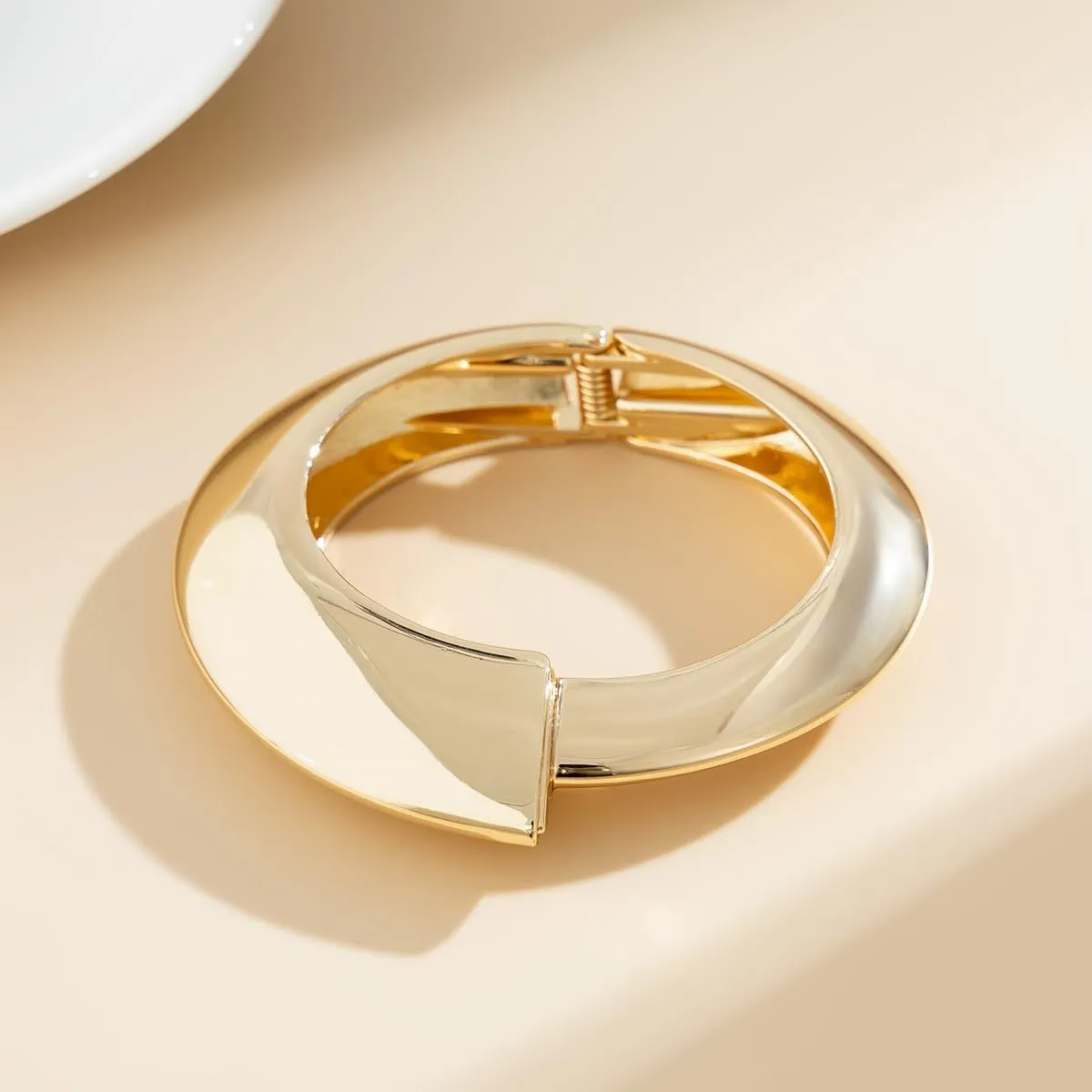 Boho Gold Cuff Bangle Bracelet Set for Women - Chunky Waterdrop Irregular Wide Stackable Minimalist Jewelry