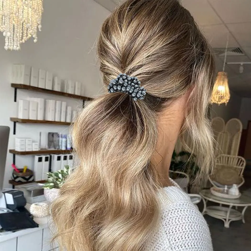 Brinie Hair Ties Champagne Elastic Hair Scrunchies Pearl Hair Bands Bead Hair Ropes Hair Accessories for Women and Girls (Pack of 3) (set3)