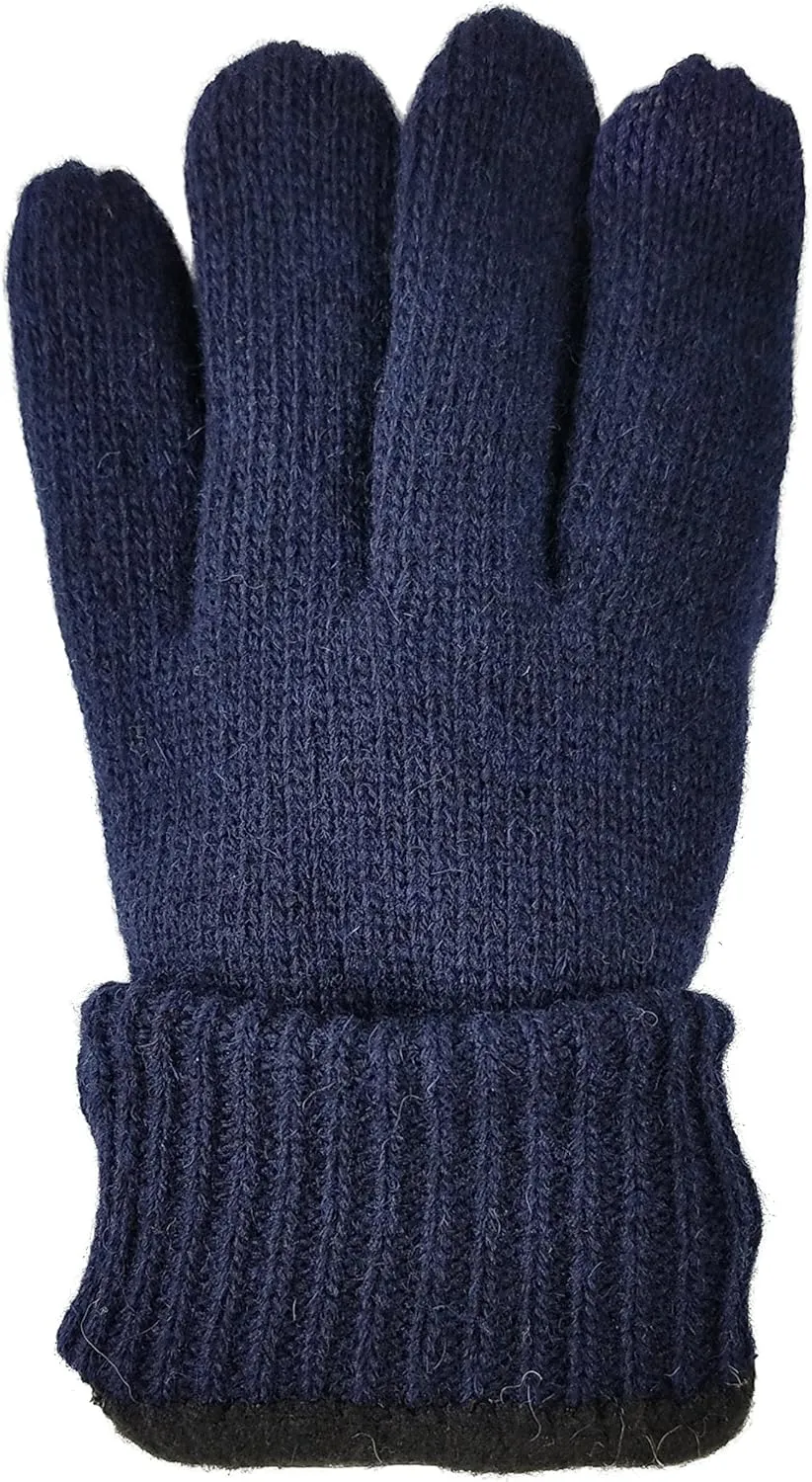BRUCERIVER Men's Pure Wool Knitted Gloves with Thinsulate Lining
