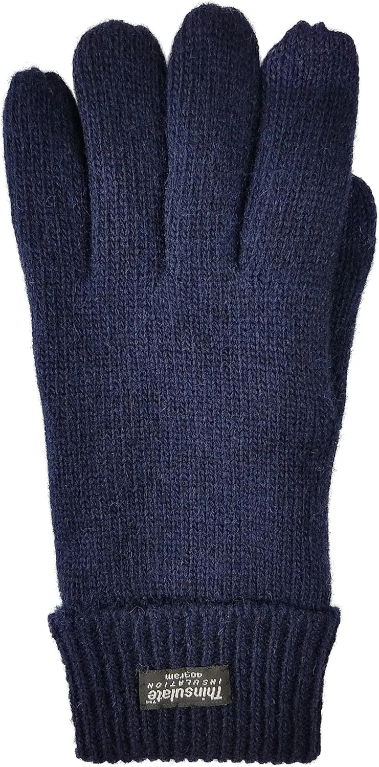 BRUCERIVER Men's Pure Wool Knitted Gloves with Thinsulate Lining