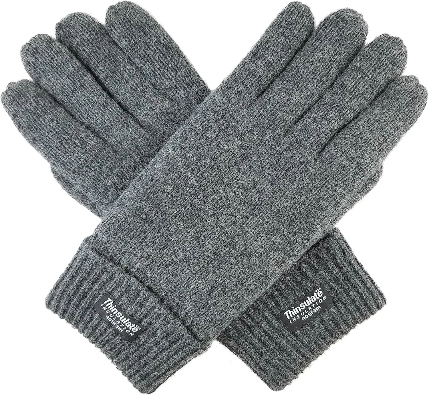 BRUCERIVER Men's Pure Wool Knitted Gloves with Thinsulate Lining
