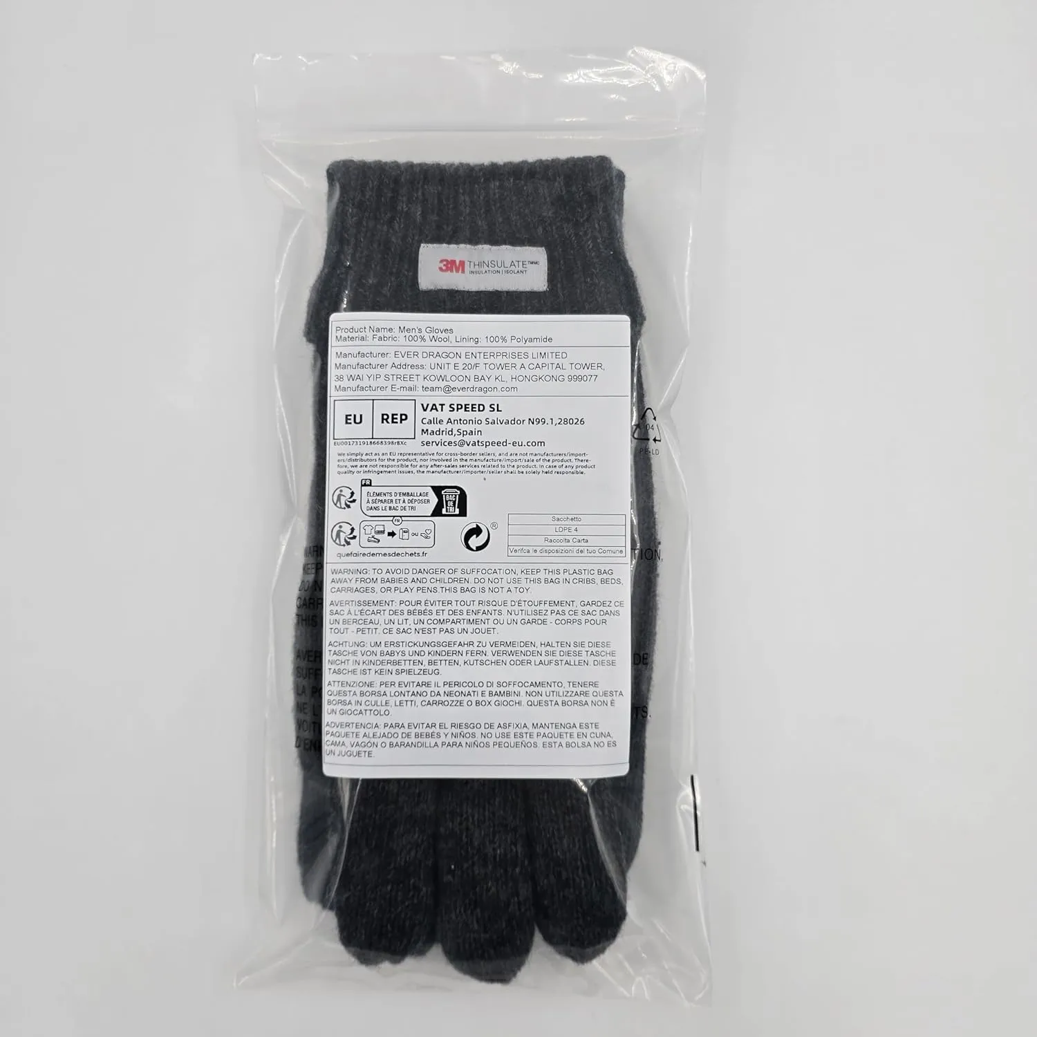 BRUCERIVER Men's Pure Wool Knitted Gloves with Thinsulate Lining