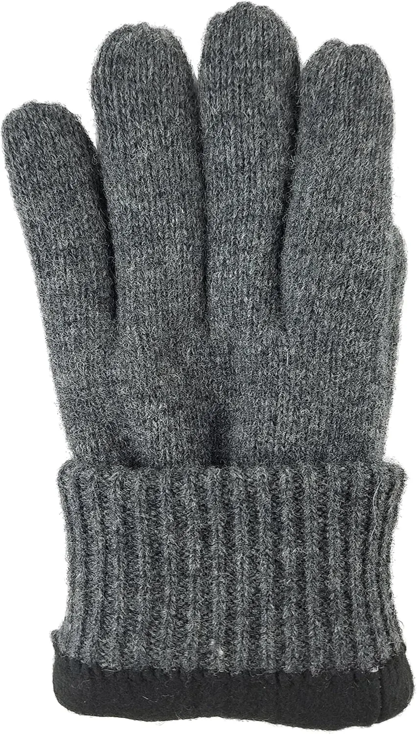 BRUCERIVER Men's Pure Wool Knitted Gloves with Thinsulate Lining