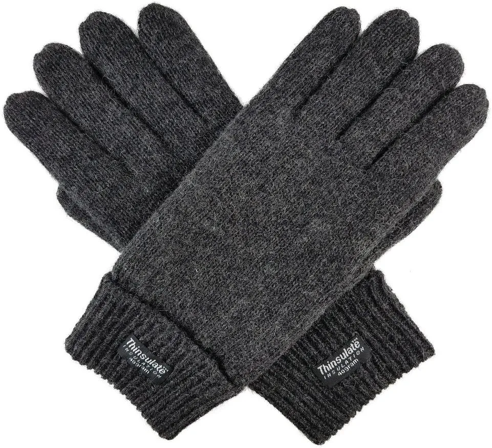 BRUCERIVER Men's Pure Wool Knitted Gloves with Thinsulate Lining