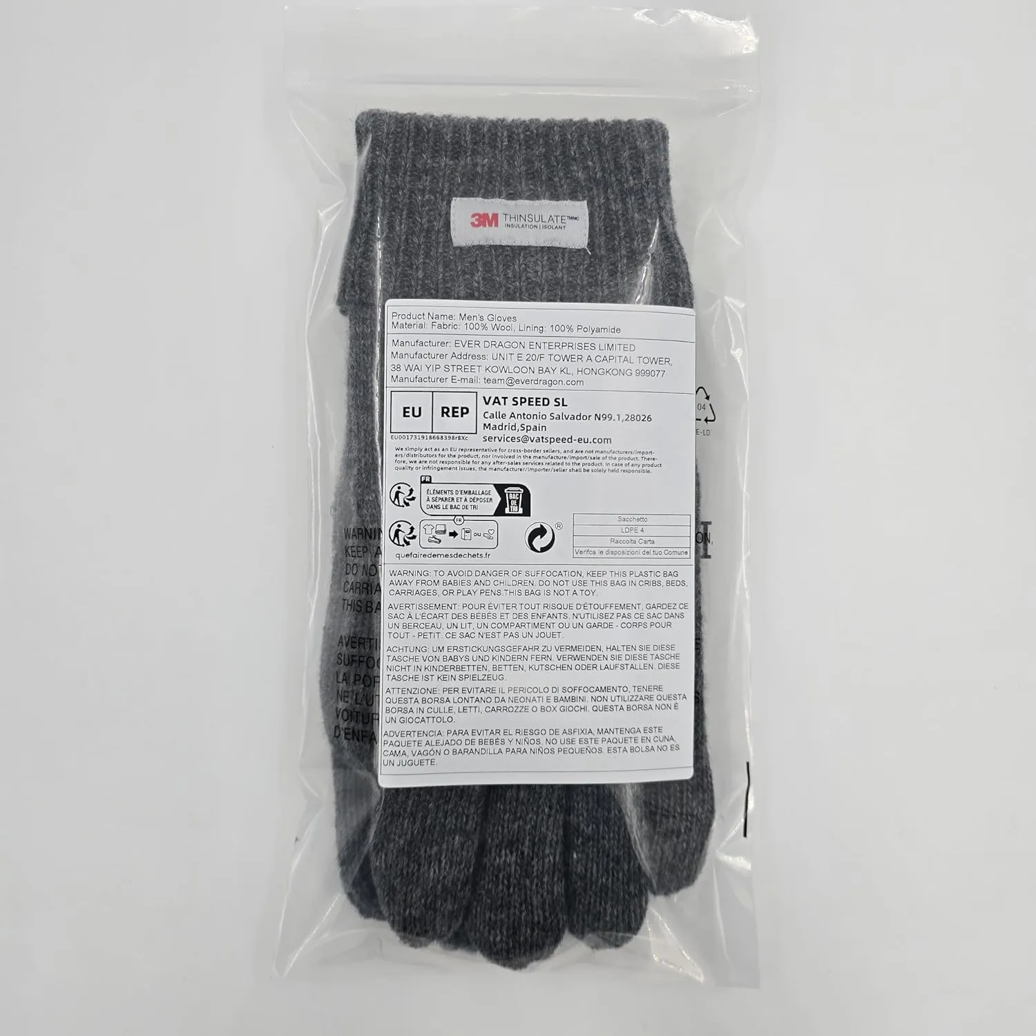 BRUCERIVER Men's Pure Wool Knitted Gloves with Thinsulate Lining