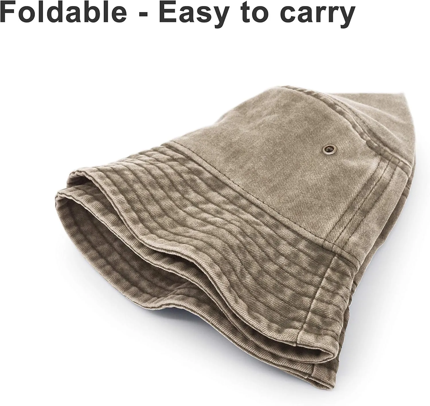 Bucket Hat, Wide Brim Washed Denim Cotton Outdoor Sun Hat Flat Top Cap for Fishing Hiking Beach Sports