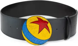 Buckle-Down Men's Disney Pixar, Luxo Ball Glitter Enamel Cast Black, Vegan Leather Belt