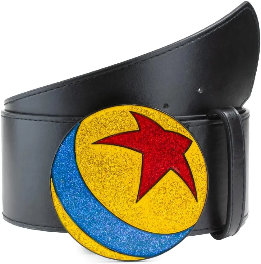 Buckle-Down Men's Disney Pixar, Luxo Ball Glitter Enamel Cast Black, Vegan Leather Belt