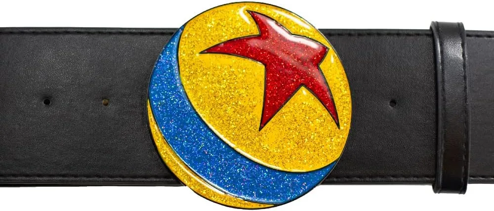 Buckle-Down Men's Disney Pixar, Luxo Ball Glitter Enamel Cast Black, Vegan Leather Belt