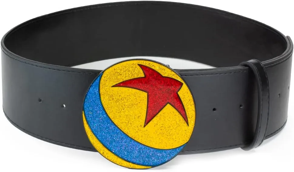 Buckle-Down Men's Disney Pixar, Luxo Ball Glitter Enamel Cast Black, Vegan Leather Belt