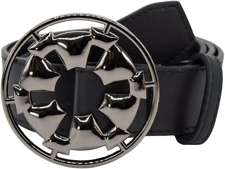 Buckle-Down womens Star Wars Belt, Galactic Empire Black Gun Metal Enamel Icon, Black Vegan Leather BeltBelt
