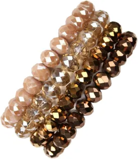 Caiyao Bohemian Multilayer Beaded Stacking Bracelet, Versatile Stretch Strand Statement Wrap Slip-on Cuff Bangle Shiny Crystal Bead Metallic, USA Flag, Rainbow Pride