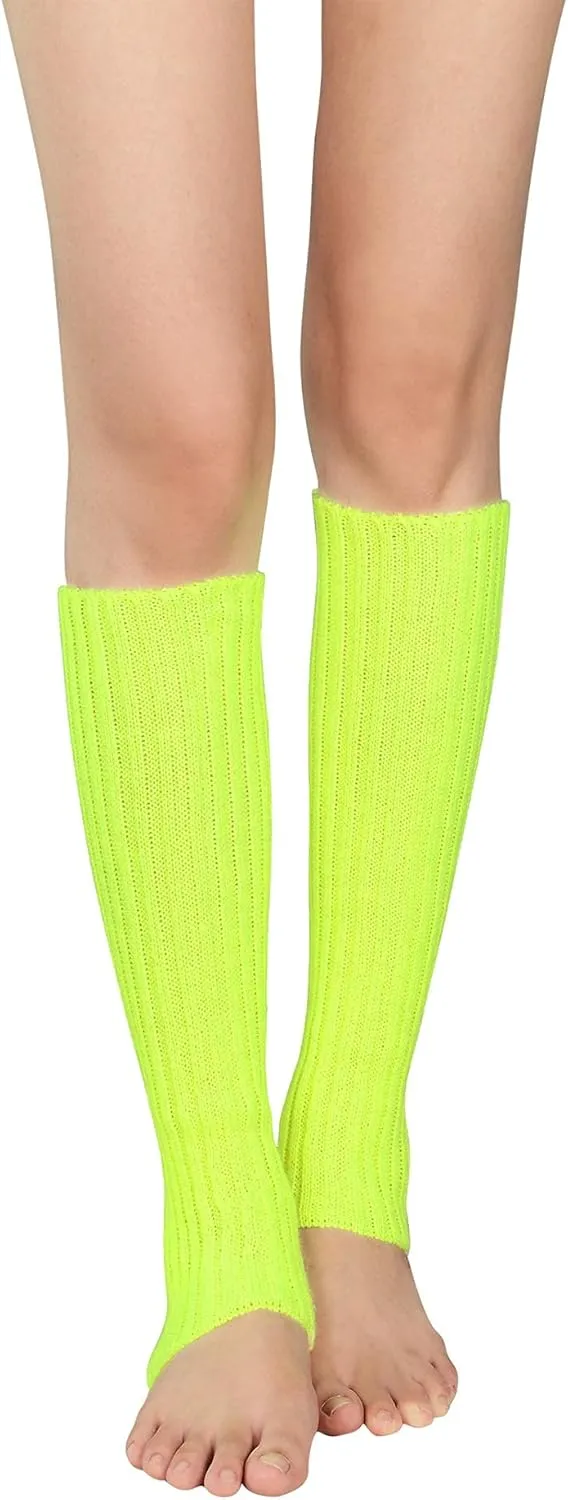 Century Star Neon Ribbed Leg Warmers for Women Girls Juniors Knitted Retro Leg Warmer for 80s Party