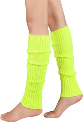 Century Star Neon Ribbed Leg Warmers for Women Girls Juniors Knitted Retro Leg Warmer for 80s Party