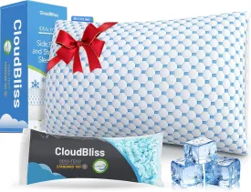 CloudBliss Shredded Memory Foam Pillow for Sleeping - Adjustable Cooling Pillow with Breathable Washable Cover, CertiPUR-US Certified, Queen Size for Side/Back/Stomach Sleepers